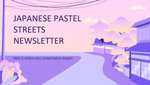 Boletín de calles japonesas en colores pastel