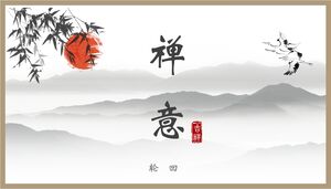 Téléchargez le modèle PPT pour le thème de l'encre de Chine ancienne et du Zen