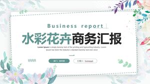 Unduh template PPT untuk laporan bisnis dengan latar belakang bunga cat air berwarna-warni