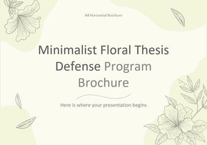 Folleto del programa de defensa de tesis florales minimalistas