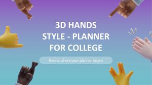 Estilo de manos 3D - Planificador para la universidad