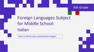 Limbi străine Subiect pentru gimnaziu - clasa a VI-a: italiană