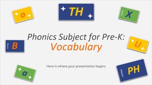 Materia de fonética para prekínder: vocabulario