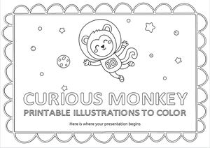 Illustrazioni stampabili della scimmia curiosa