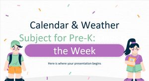 Calendário e clima para pré-escola: dias da semana