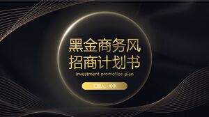 PowerPoint-Vorlage für Investitionsvorschläge im Geschäftsstil in Schwarz und Gold