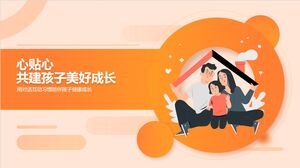 Plantilla de PowerPoint sobre educación familiar entre padres e hijos de estilo de ilustración naranja