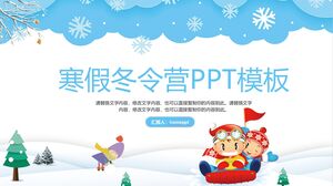 Modello PPT del campo invernale di sfondo per bambini dei cartoni animati