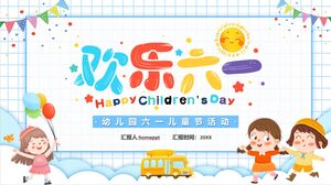 Desenho animado fofo "Feliz 1º de junho" download do modelo PPT do Dia Internacional das Crianças do jardim de infância