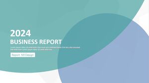 Modelo PPT de relatório de negócios - azul e branco - círculo geométrico