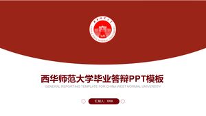 Modelo de PPT de defesa de graduação da Universidade Normal da China Ocidental