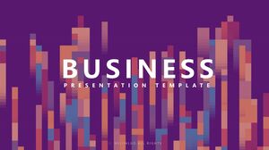 Templat PPT laporan bisnis Eropa dan Amerika untuk latar belakang blok warna piksel