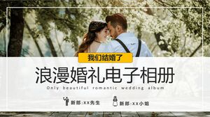 Plantilla PPT de álbum electrónico de boda romántica con fondo de fotografía de boda íntima