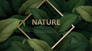 Download the Nordic style business report PPT template with exquisite green leaf background