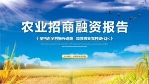 Altın pirinç tarlası arka planına sahip tarımsal yatırım ve finansman raporu için PPT şablonunu indirin