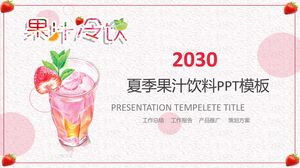 Food themed PPT template with pink juice beverage background