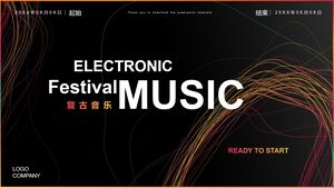 PPT-Vorlage für die Planung von Retro-Musikfestival-Themenaktivitäten mit dynamischem Lichthintergrund