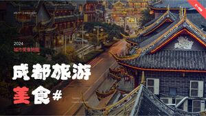 Șablon PPT de hartă a orașului pentru turism și alimentație Chengdu