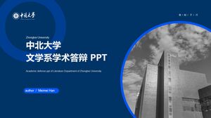 Templat PPT untuk pertahanan tesis akademik di North Central University