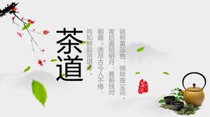 Modello PPT a tema squisito set da tè sfondo cerimonia del tè cultura del tè