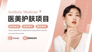 Modelo de PPT de projeto de cuidados com a pele de beleza médica com fundo rosa moda feminina
