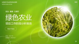 PPT template for the analysis report of the work stage of the green wheat background green agriculture project