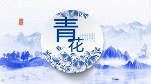 Çin tarzı mavi ve beyaz porselen PPT