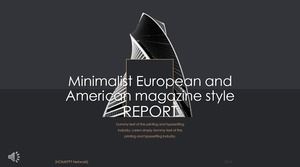 Template PPT gaya majalah Eropa dan Amerika minimalis hitam dan putih