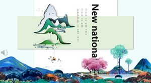 Yeni Çin tarzı origami PPT şablonu