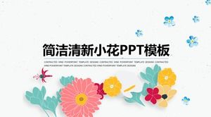 Color small fresh illustration wind flower PPT template