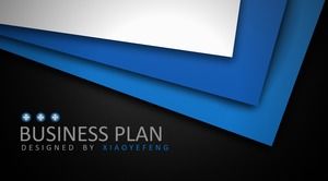 藍黑色創意三維質感金屬商務PPT模板