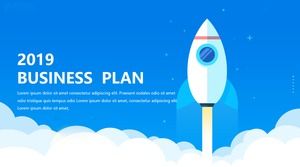 Blue green simple fresh small rocket business style PPT template