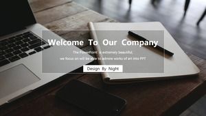 Black computer desktop European and American style business PPT template
