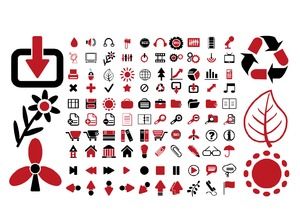 Red and black office life class PPT small icon material