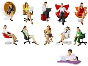 Warna tempat kerja wanita kerah putih duduk postur bahan PPT