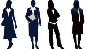 Business lady silhouette PPT picture on blue transparent background