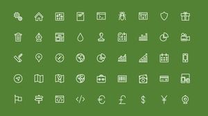 200 iconos PPT planos de color verde