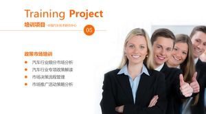 Orange European and American business characters PPT picture material
