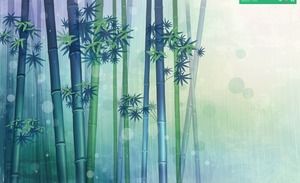 Green quiet bamboo forest bamboo PPT background picture