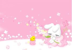 Imagen de fondo verde Super Cute Bunny PPT