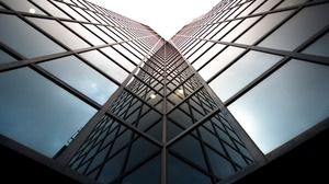 黑色立面透視商務樓建築PPT背景圖片