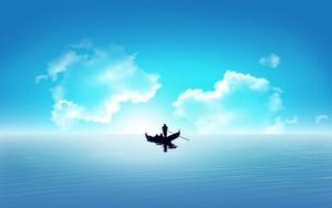 Blaues Seesegelboot PPT-Hintergrundbild