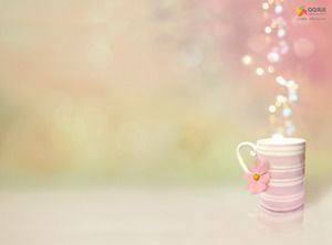 Pink beautiful cute cup drinking glass PPT background