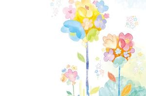 カラフルでエレガントな新鮮な水彩花PPT背景画像