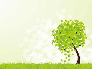 Vector cartoon meadow green tree PPT background