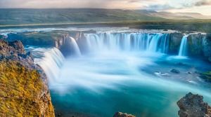 Waterfall landscape PPT background picture