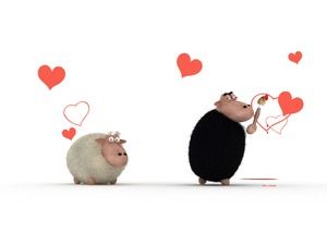 Red loving sheep PPT background picture