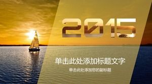 Yellow sea sailing ship PPT cover picture