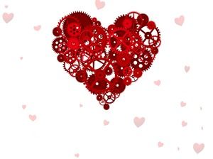 Red Gear Love PPT Background Picture