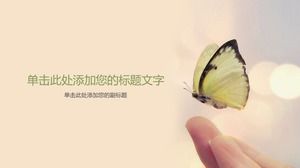 Butterfly PPT background picture on yellow fingertips